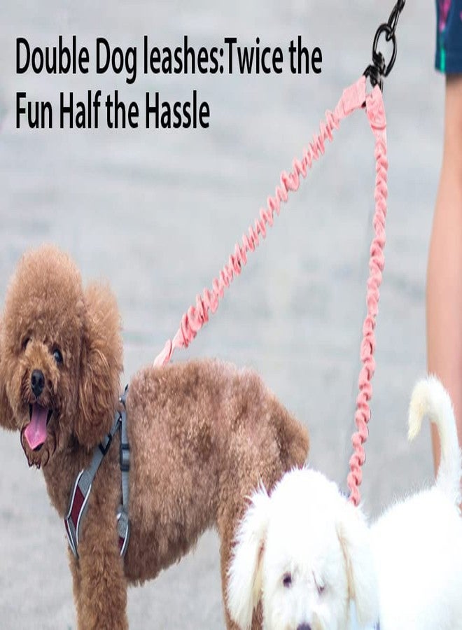 YAODHAOD Double Dog Leash for Two Dogs, 360° Swivel No Tangle with Soft Handle,Shock Absorbing Bungee Reflective Heavy 2 Dog Leashes, Walking & Training Leash Two Dogs Splitter (Pink) - Image 3